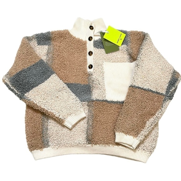 Sandy Liang x Target Sherpa color block sweater top small new - Picture 1 of 11